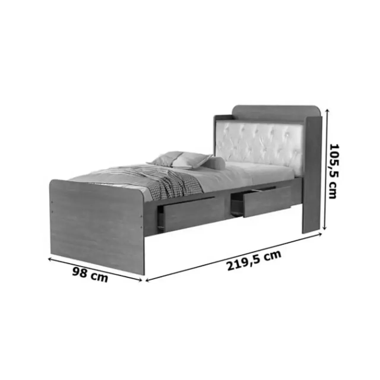 Cama Tamires Solteiro com baú e 2 gavetas / entrega hoje  - Foto 3