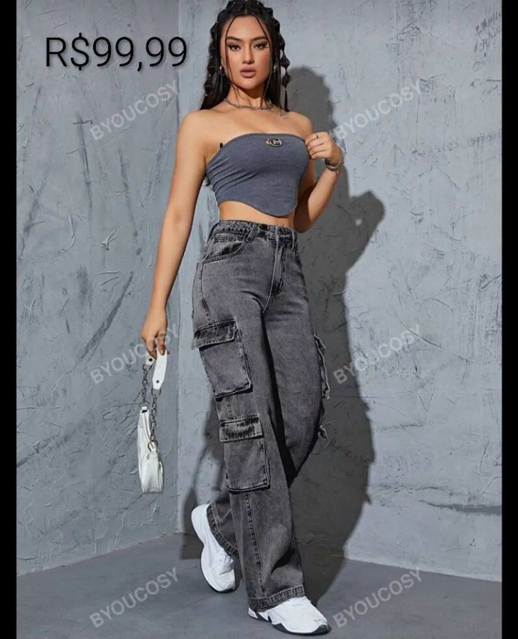 Calça cargo 4 bolsos