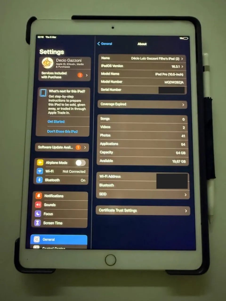 iPad Pro 10.5" 64 GB (modelo A1701, MQDW2BZ/A) com acessórios - Foto 2