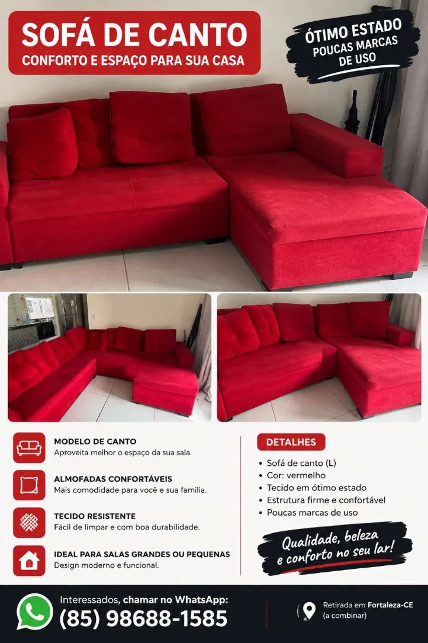 Sofa de Canto Vermelho