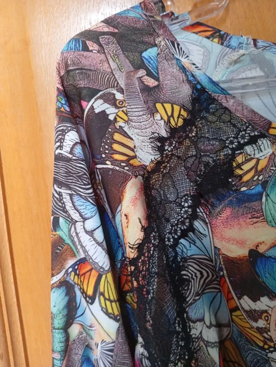 Blusa 3/4 viscose com renda M - Foto 4