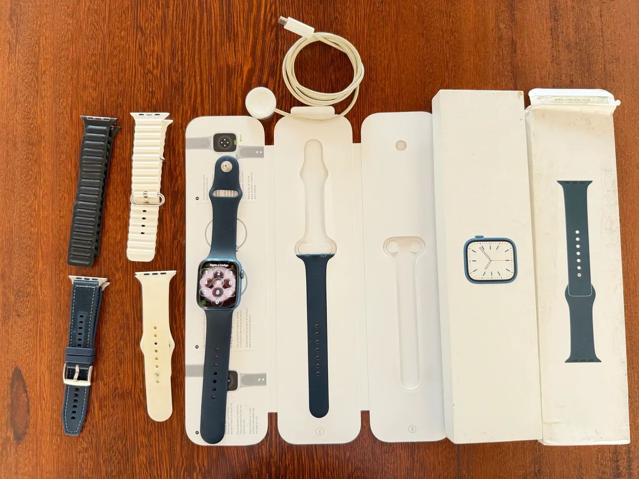 Apple Watch Series 7 - 45mm - Blue Aluminium - Com Caixa e