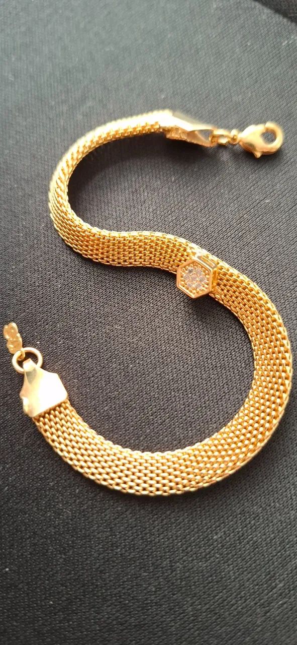 Pulseira Feminina em Malha Dourada - Foto 5