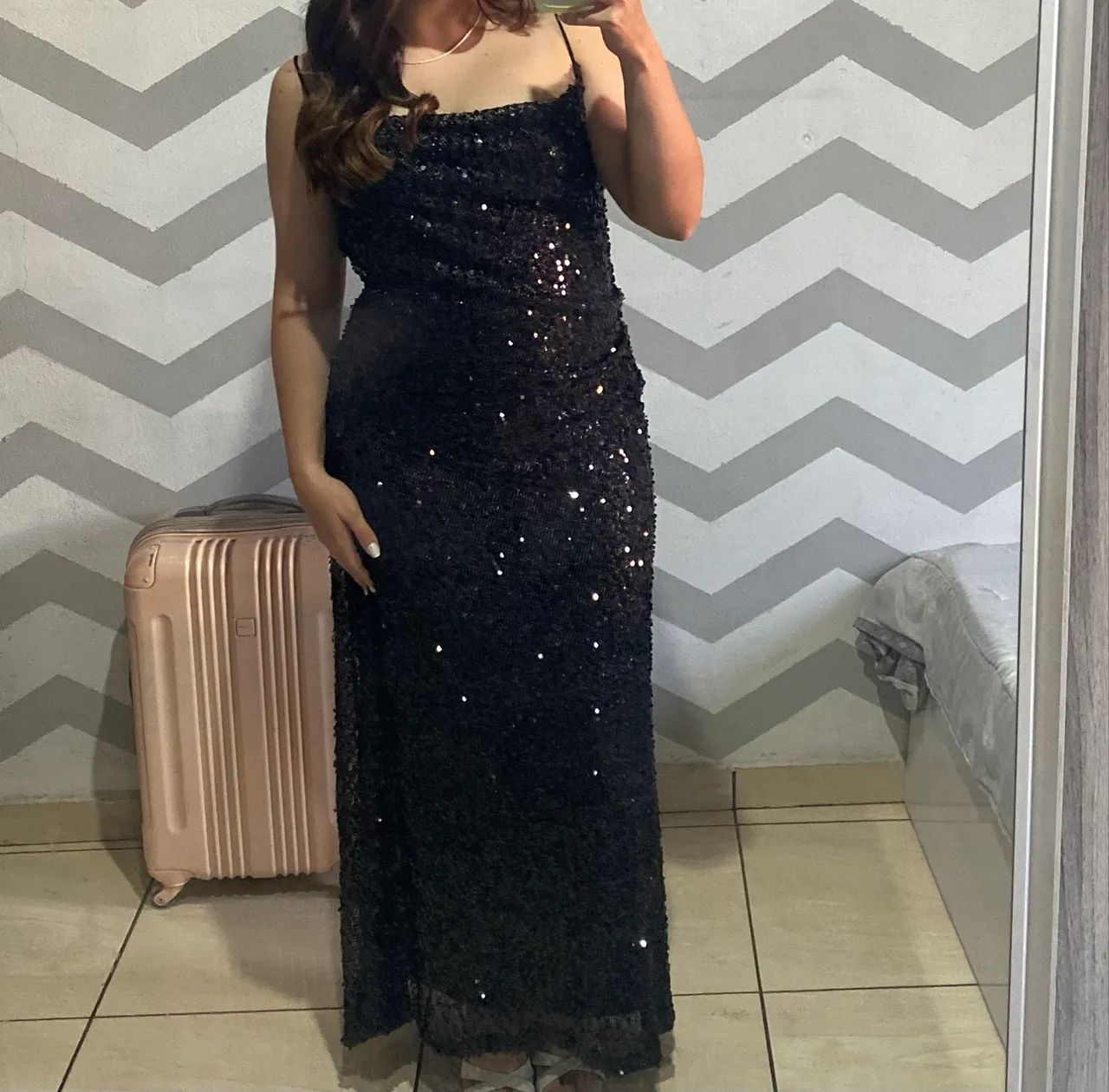 Vestido de paetê preto