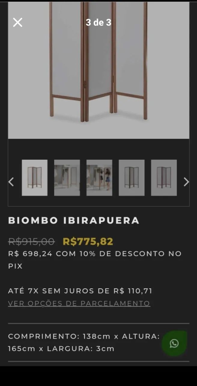 Biombo Madeira Maciça - Foto 3