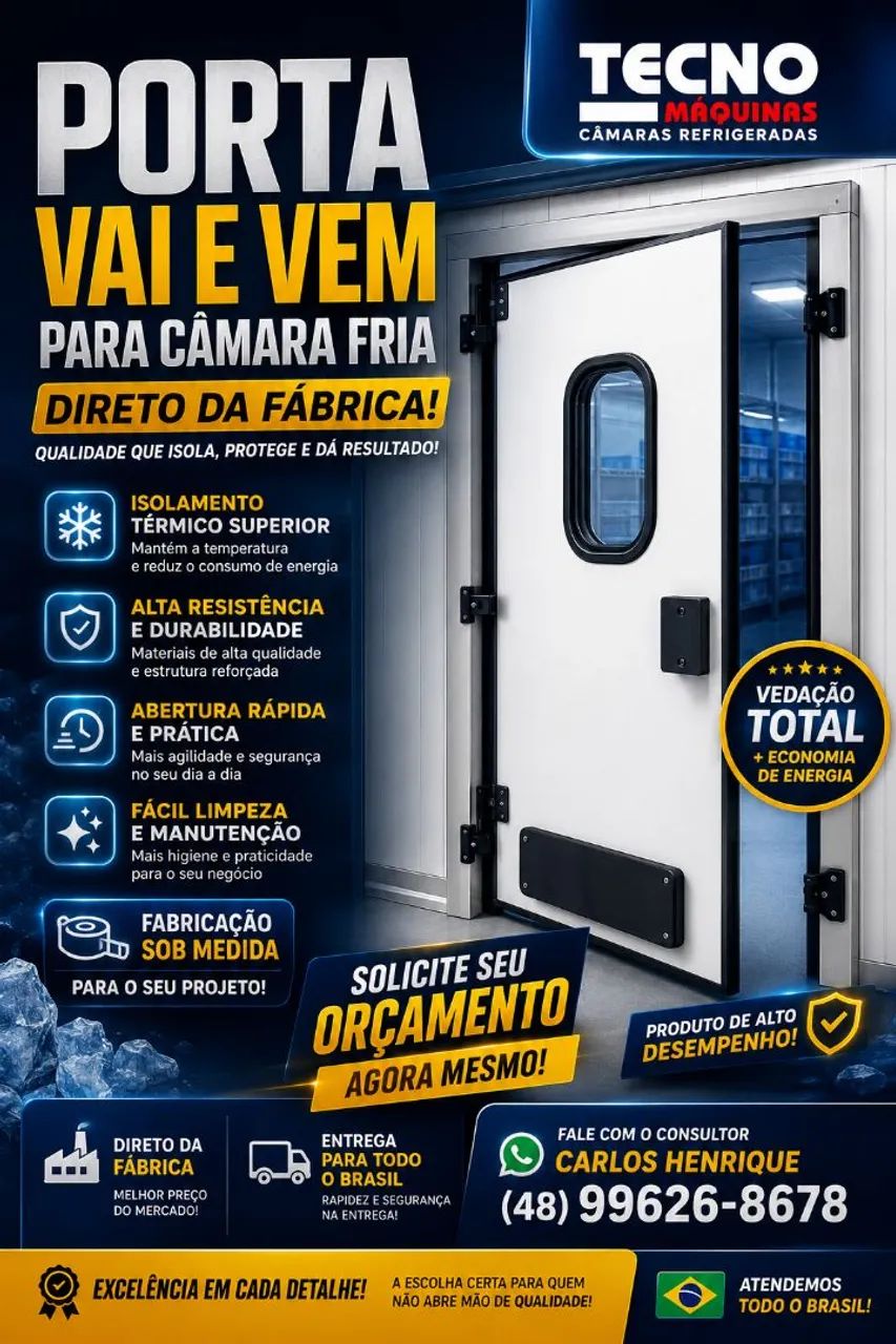 PORTA FRIGORÍFICA CORREDIÇA INDUSTRIAL COM ENTREGA PARA TODO O BRASIL 