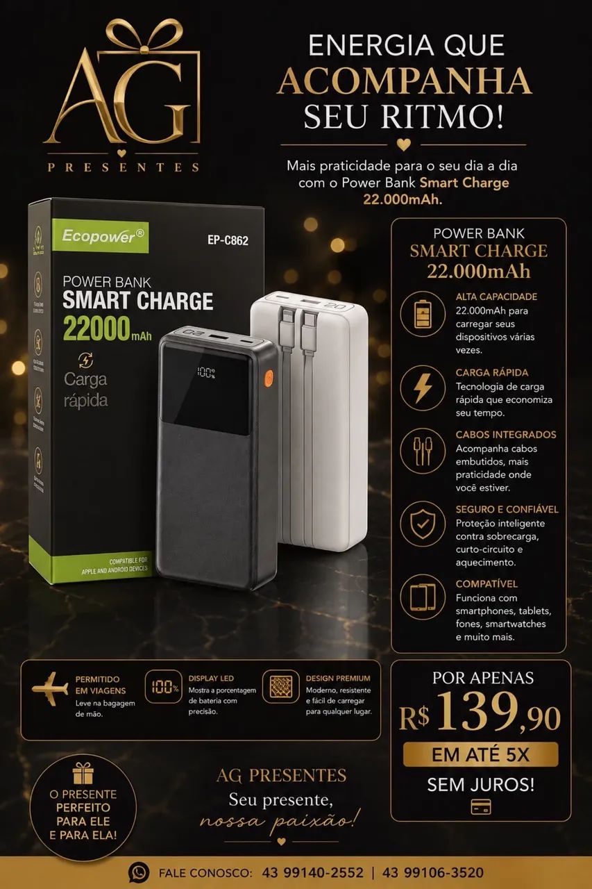 Power Bank Smart Charge 22.000m Ah