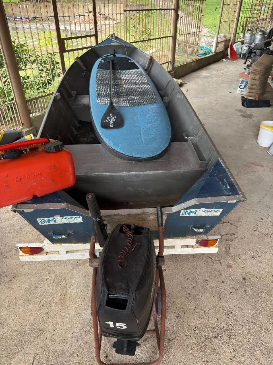 Barco de alumínio com motor e carretinha  - Foto 4