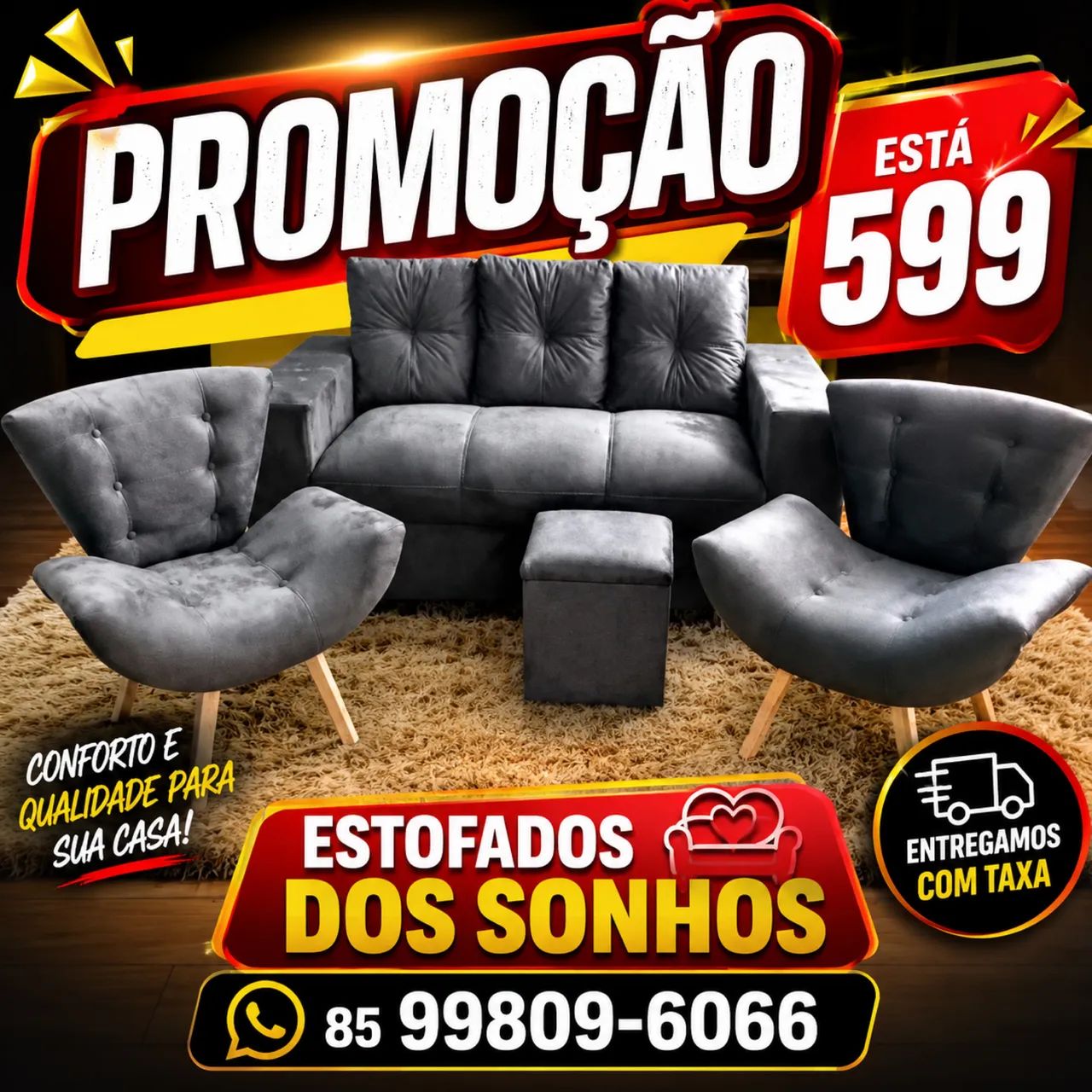 Kit sofa com poltronas
