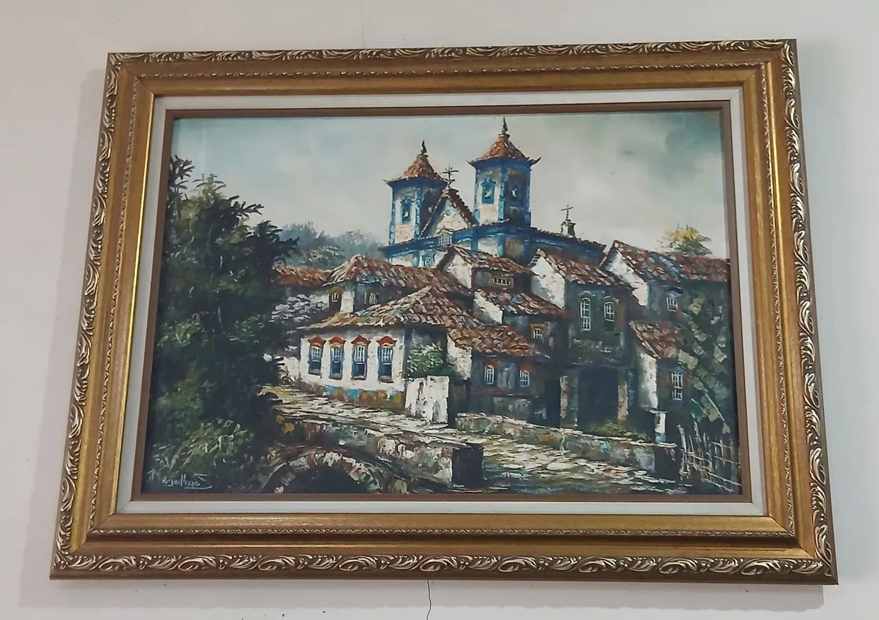 Quadro com pintura a óleo. 
