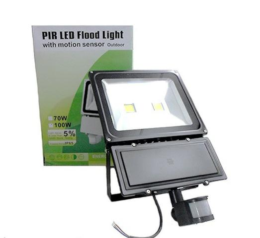 Refletor Holofote Led 100w Branco Frio IP65 c/ Sensor Proximidade - Bivolt