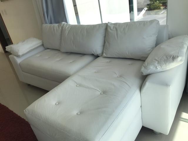 Sofa em L com Chaise Branco - Foto 4