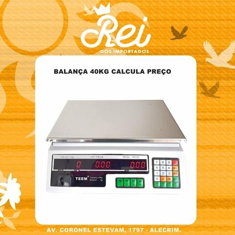 Balança em Digital que pesa até 40kg com Tara e dá o preço, Ideal para seu Comércio