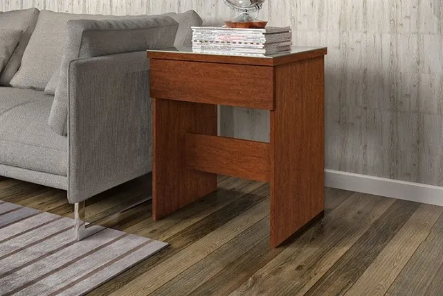Queima Estoque Mesa De Cabeceira Lotus Com Tampo De Vidro Mdf Quarto Sala