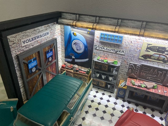 Diorama expositor garagem para miniaturas veículos até escala 1/18 divido no cartão  - Foto 3