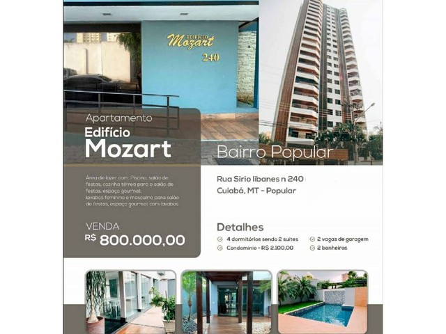 Vendo Apto Edifício Mozart Próximo Praça Popular codigo: 420