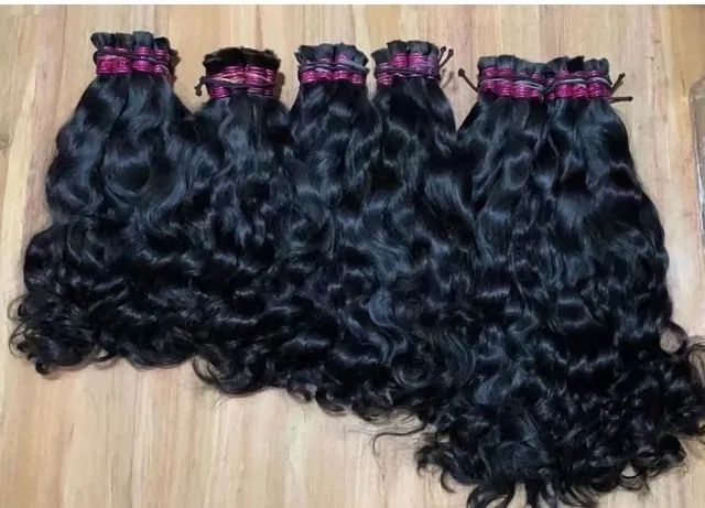 Cabelo humano ondeou liso de 55cm 