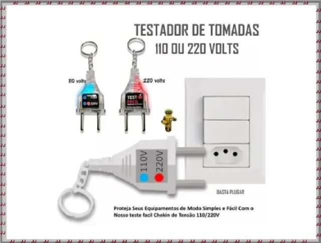 Chaveiro teste - Identificador de voltagem 110 - 220 - Foto 4