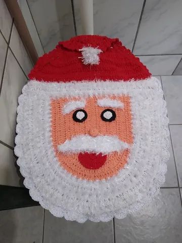 Capa para Tampo de Vaso em Crochê- Papai Noel 