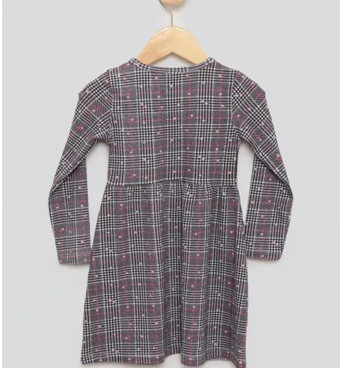 Vestido Bebê Manga Longa Xadrez Cinza - Fofo e Confortável! - Foto 3