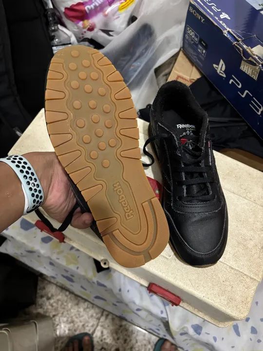 Tênis Reebok Classic Leather Preto infantil - Foto 3
