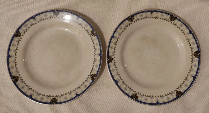 Par de Pratos de Sobremesa 20,5cm Antigo Floral Azul com Dourado - Foto 4