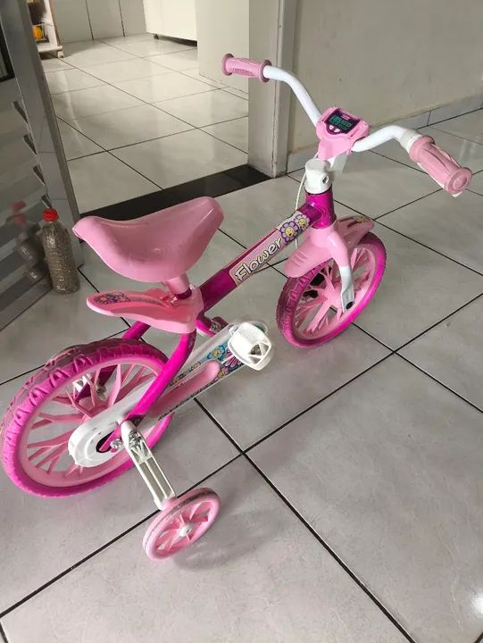 Bicicleta infantil rosa Flower - Foto 2