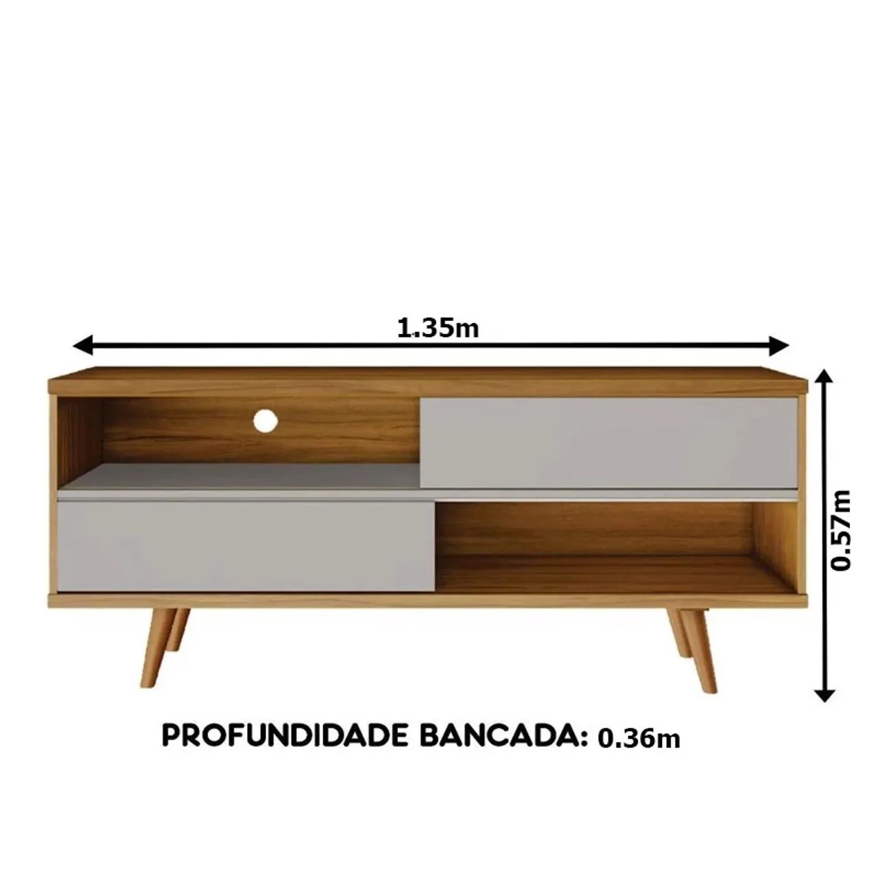 Rack Bancada Larg.1.35m TV até 50 Polegadas Freijó rf54 - Foto 2