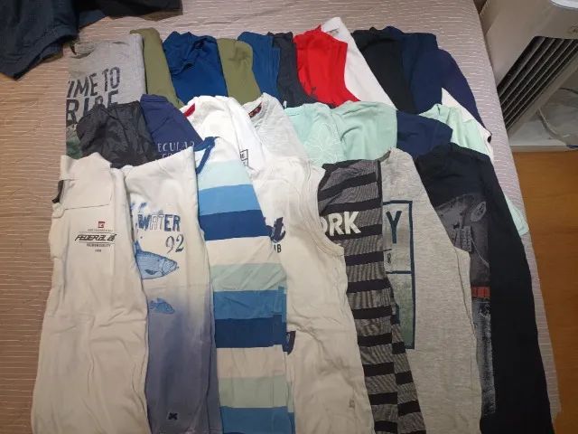 Conjunto 27 Camisas Uso diverso Comprimento 55cm Gap, Hering e mais