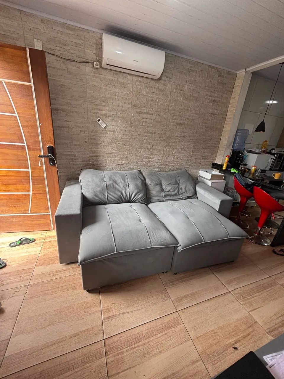 Sofá Retrátil e Reclinável Cinza - Foto 3