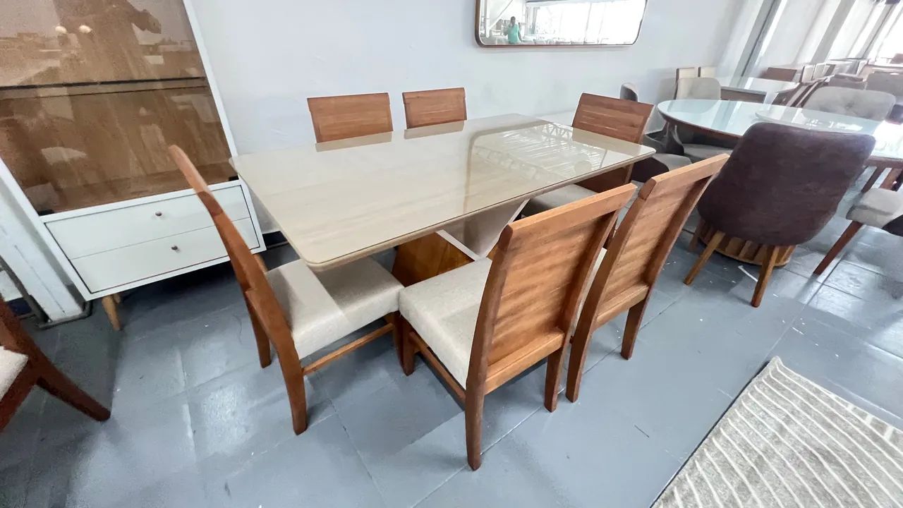 Mesa de Jantar Elegante com 6 Cadeiras de madey - Foto 2