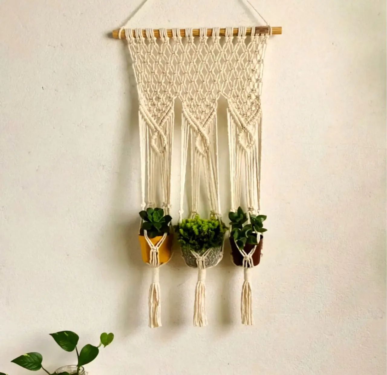 Macramê para Plantas - 3 Vasos