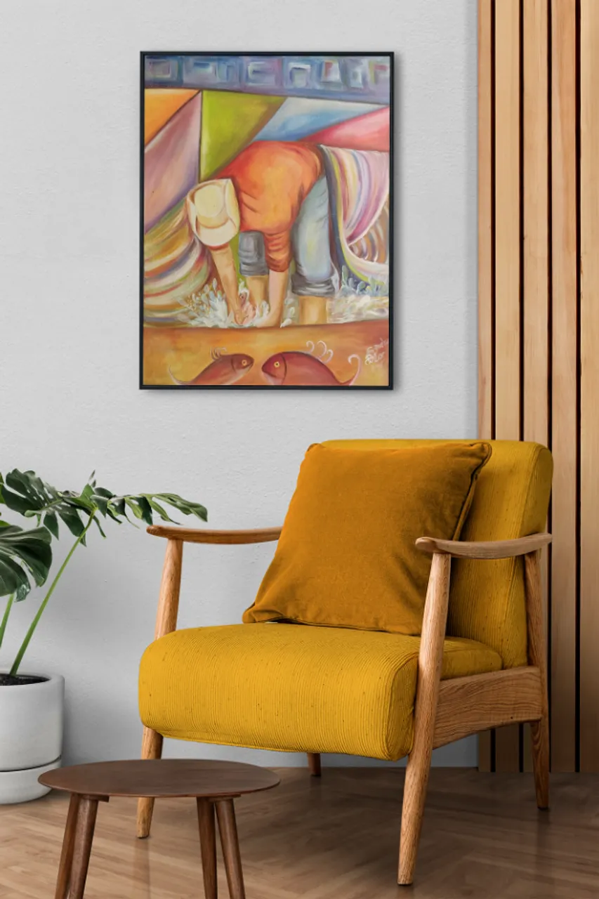 Quadro O Ribeirinho 80cmx60cm pintura tradicional