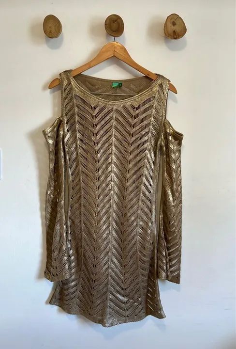 Vestido de croché dourada - Farm - Foto 2