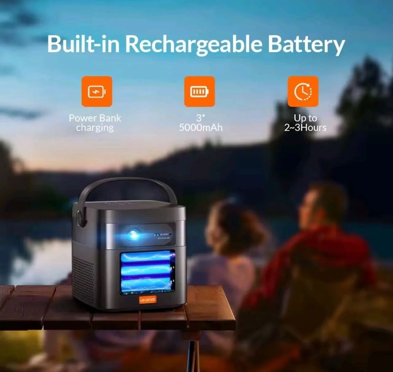 Projetor Lacrado Vevshao v50 Full Hd Nativo Lente DLP Portátil Bateria Interna 3D - Foto 5