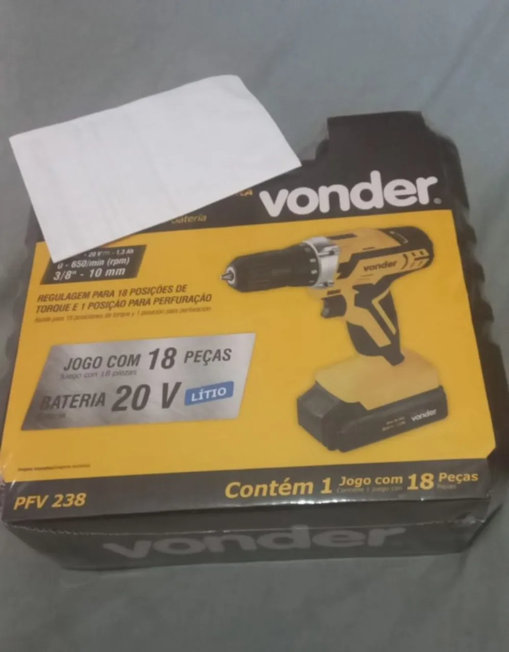 Furadeira/Parafusadeira a Bateria 20V 18 Peças Vonder