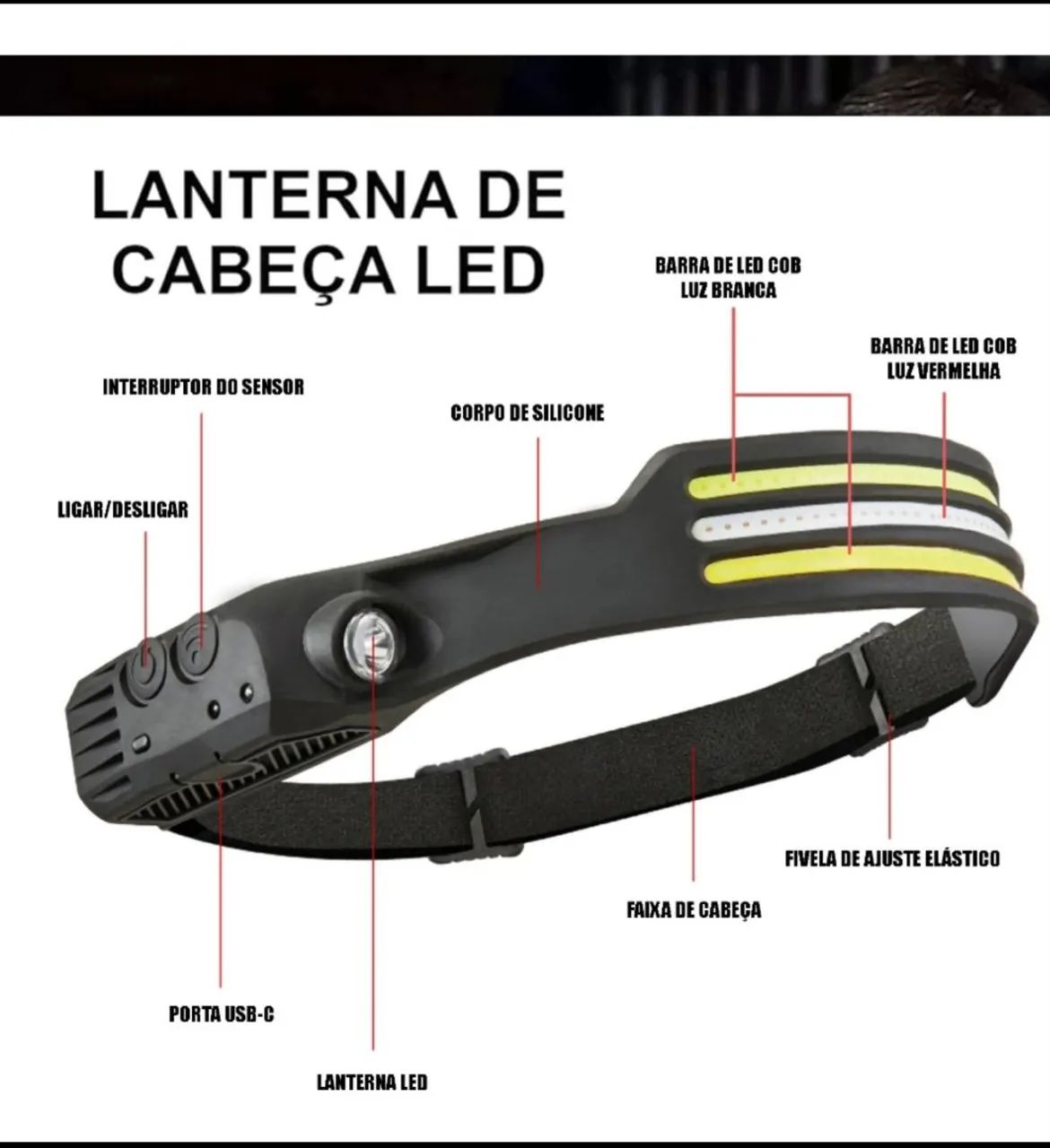 Lanterna de Cabeça led triplo - Foto 4