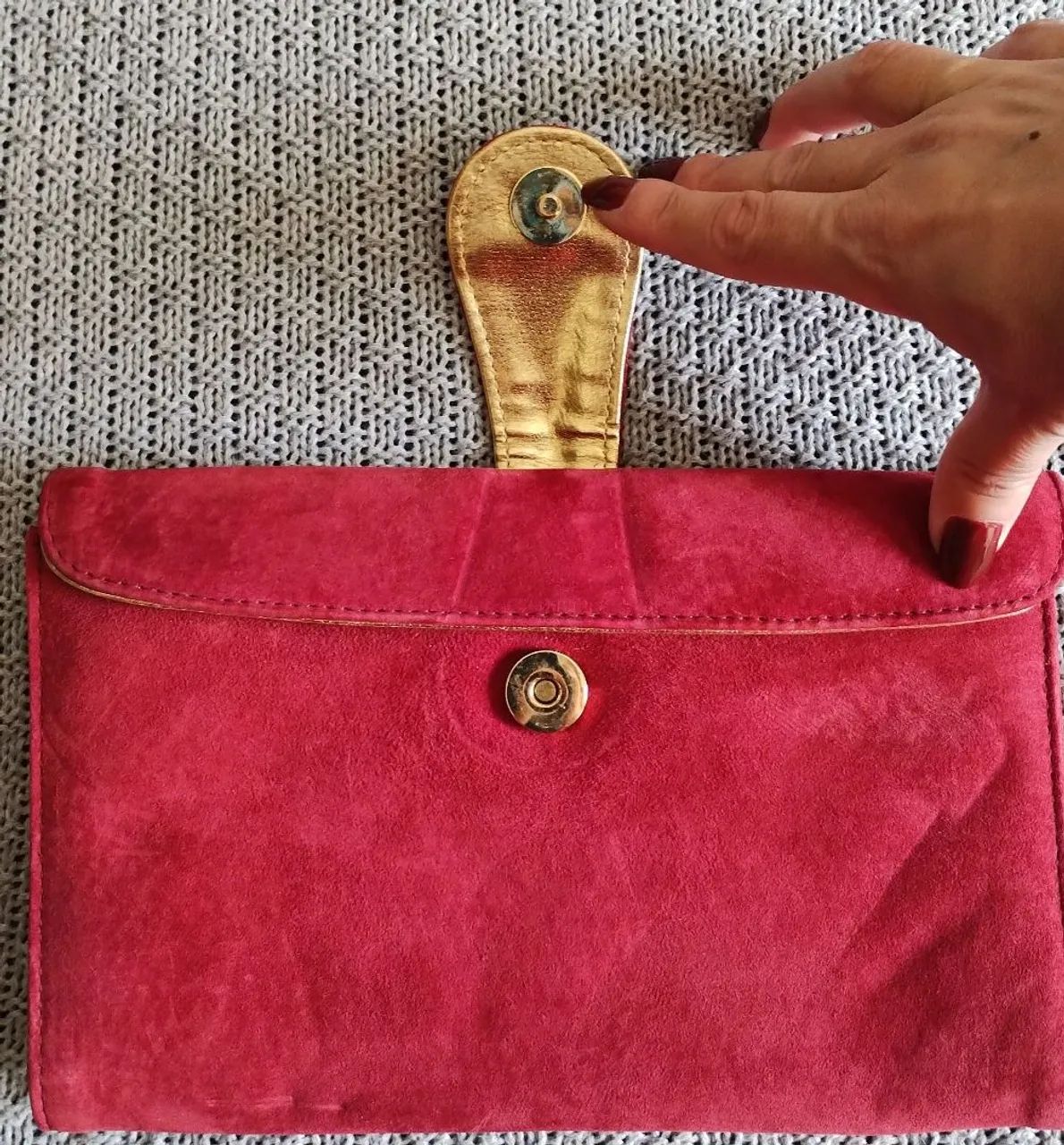 Clutch vinho de camurça - Foto 3