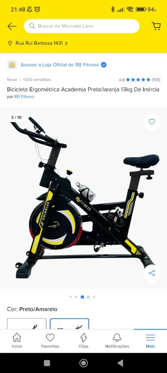 Bicicleta Ergométrica Academia Preta/laranja 13kg Inércia