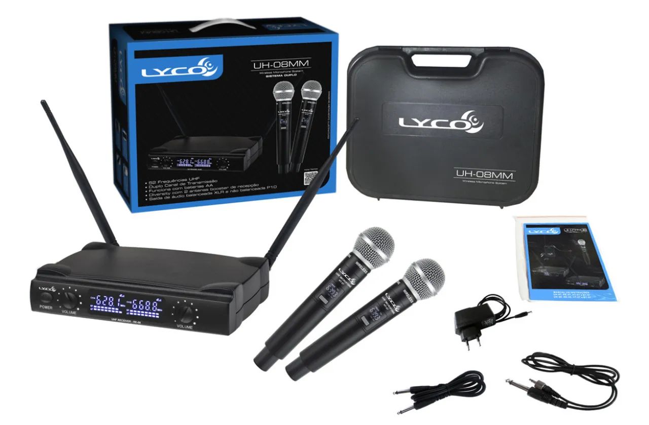 Microfone duplo sem fio LYCO 64352264986882120