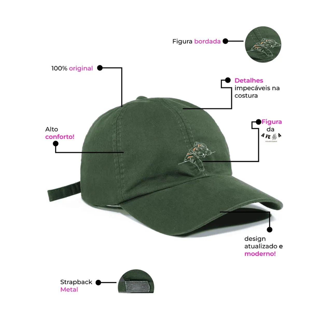 Boné Verde Militar - Estilo Casual - Foto 2