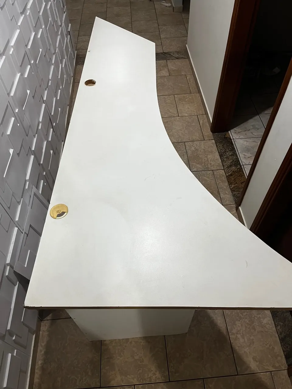 Mesa de Escritório Curva Branca