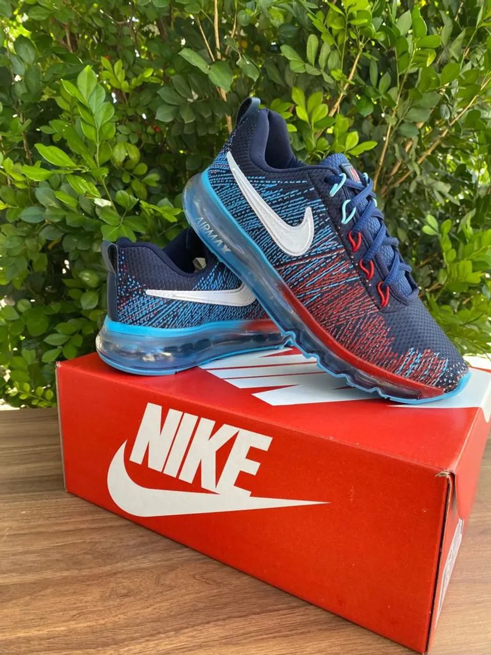 Tênis Nike Airmax Azul, Vermelho e Branco