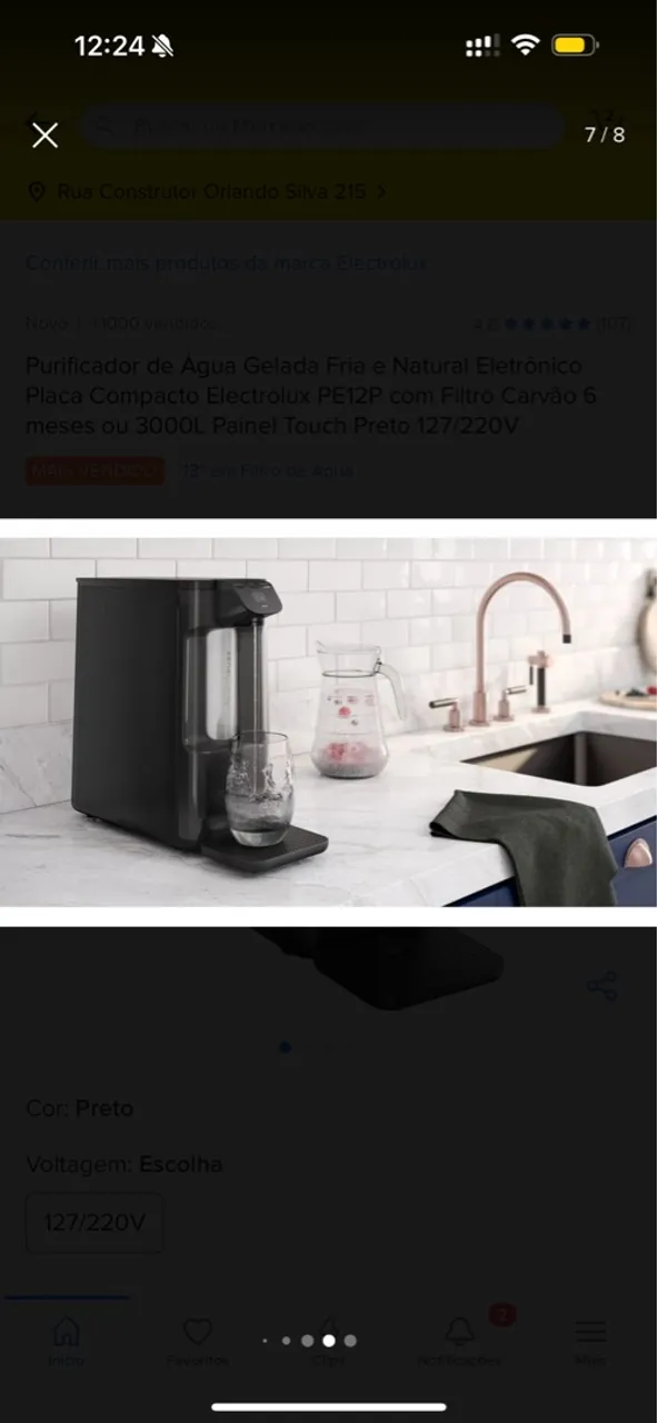 Purificador de Água Electrolux PE12P Preto -