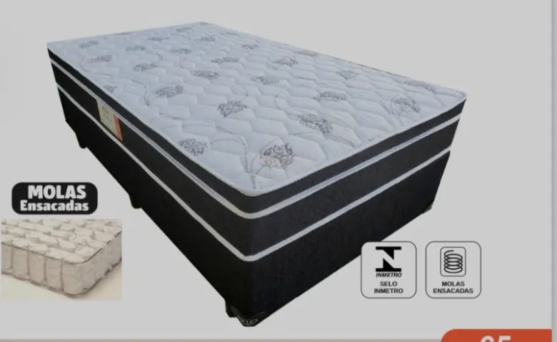 CAMA BOX SOLTEIRO BASE + COLCHAO MOLAS ENSSACADAS