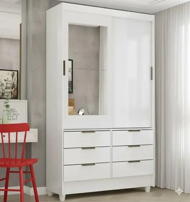 Guarda Roupa Sevilha com Espelho Branco