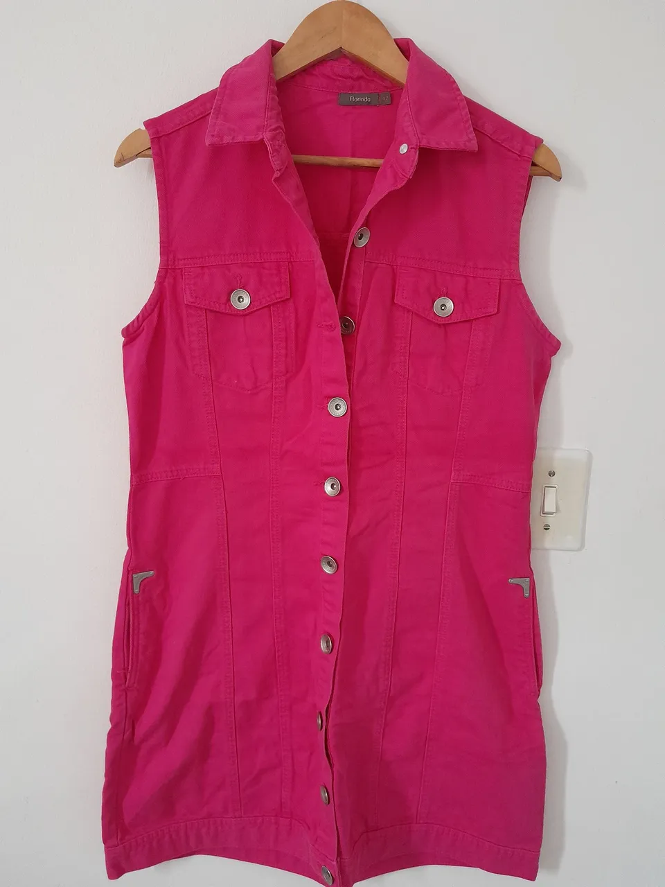 Vestido Jeans Sem Manga Rosa - Florinda
