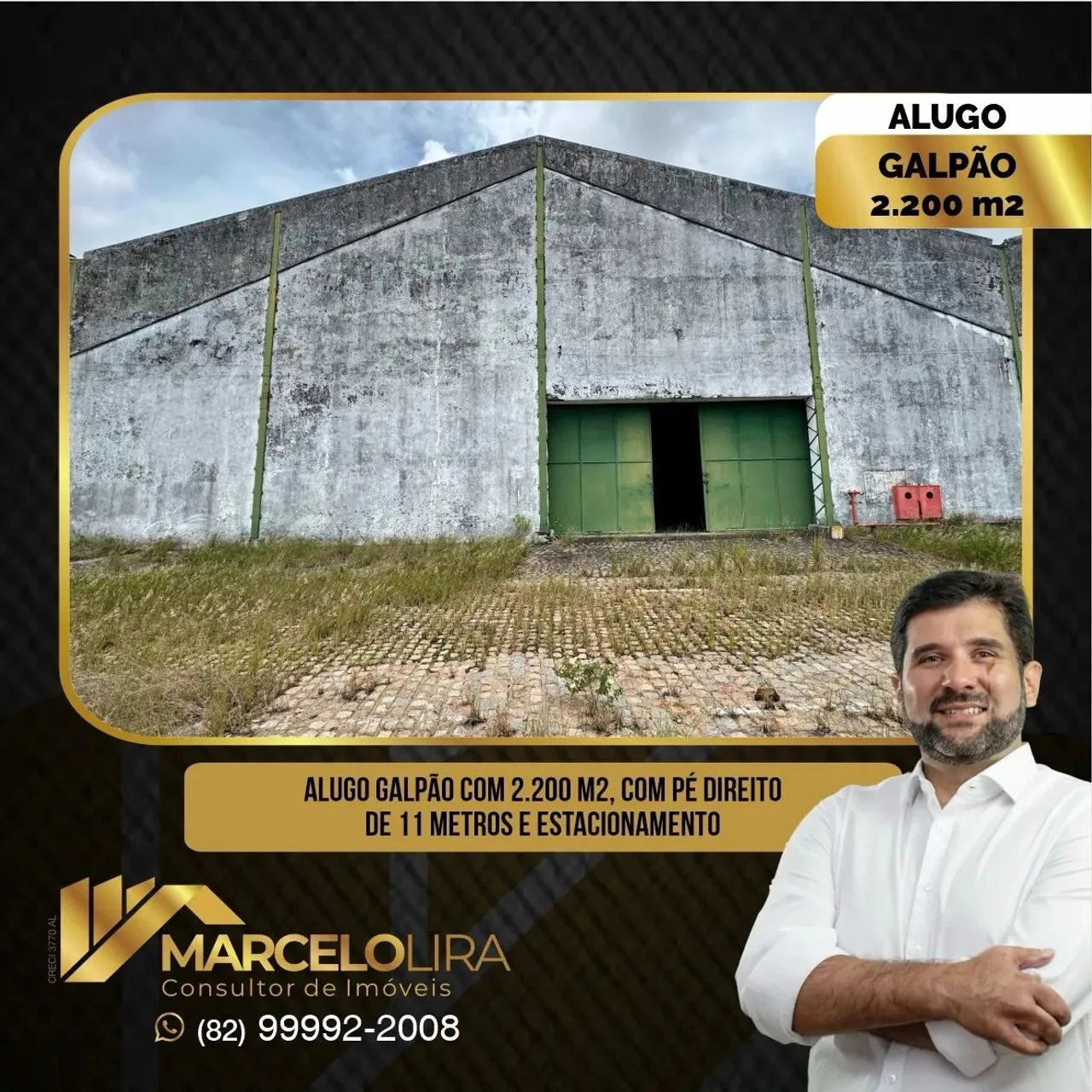 ALUGO GALPÃO COM 2.200m2 COM PÉ DIREITO DE 11 METROS