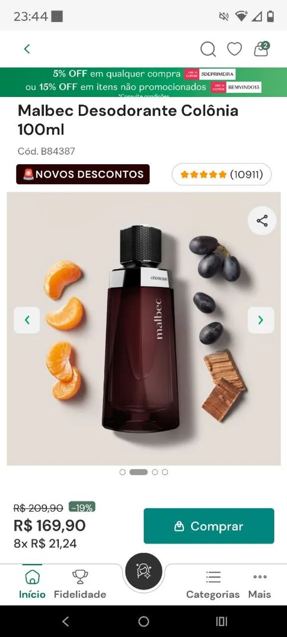 Perfume malbec o boticário 