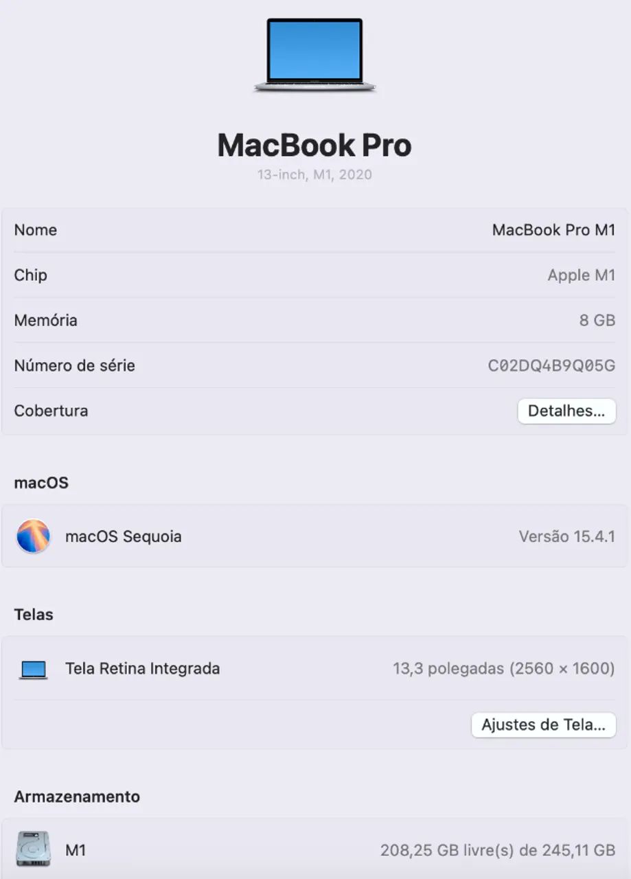 Macbook Pro M1. SSD 256 GB. Mem. 8 GB. Até 18 x Cartão - Foto 4
